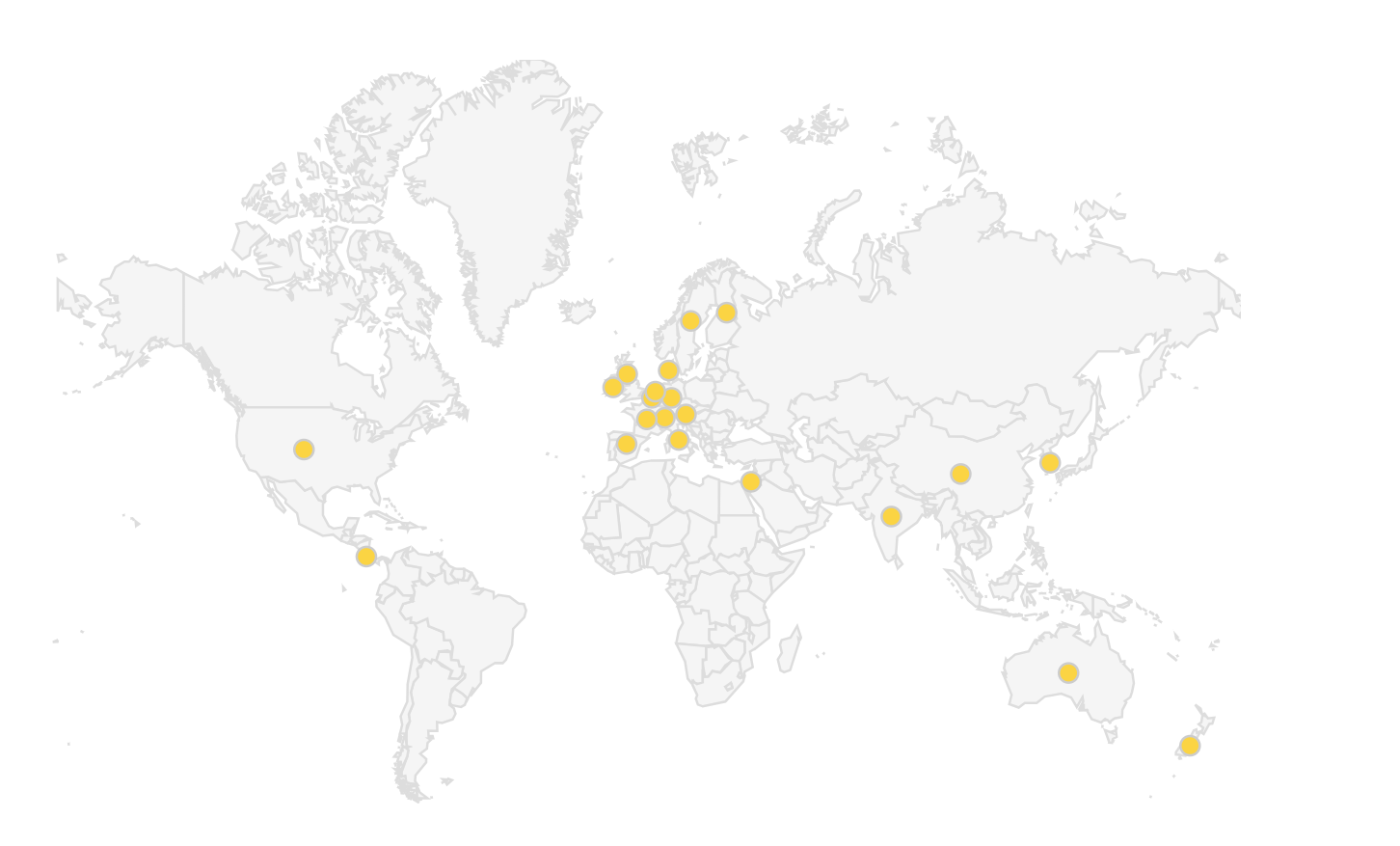World map showing IFUcare client locations